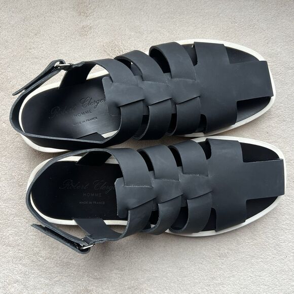 NEW Robert Clergerie Bruce Black Nubuck Leather Sandals Men EU‎ 42 US 9 Casual main image 12
